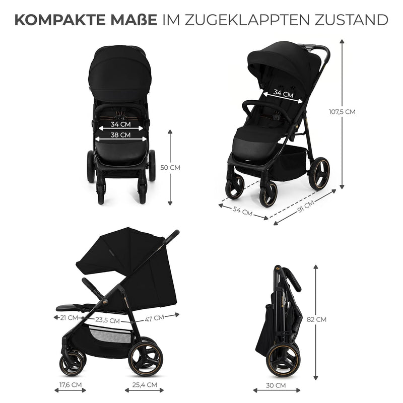 Kinderkraft TRIG 3 Kinderwagen, Kinderbuggy, Liegewagen, Sportwagen, Buggy, Zusammenklappen, Breite