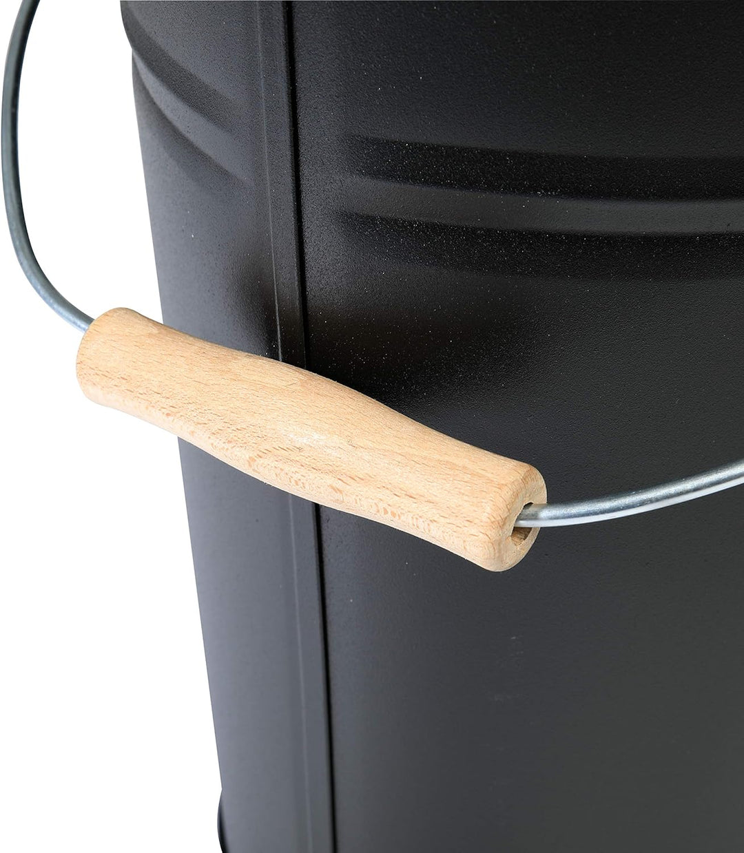 Kamino-Flam Ascheeimer mit Deckel - Kohleeimer 15 Liter aus Stahlblech im Schwarz - Kamineimer mit D