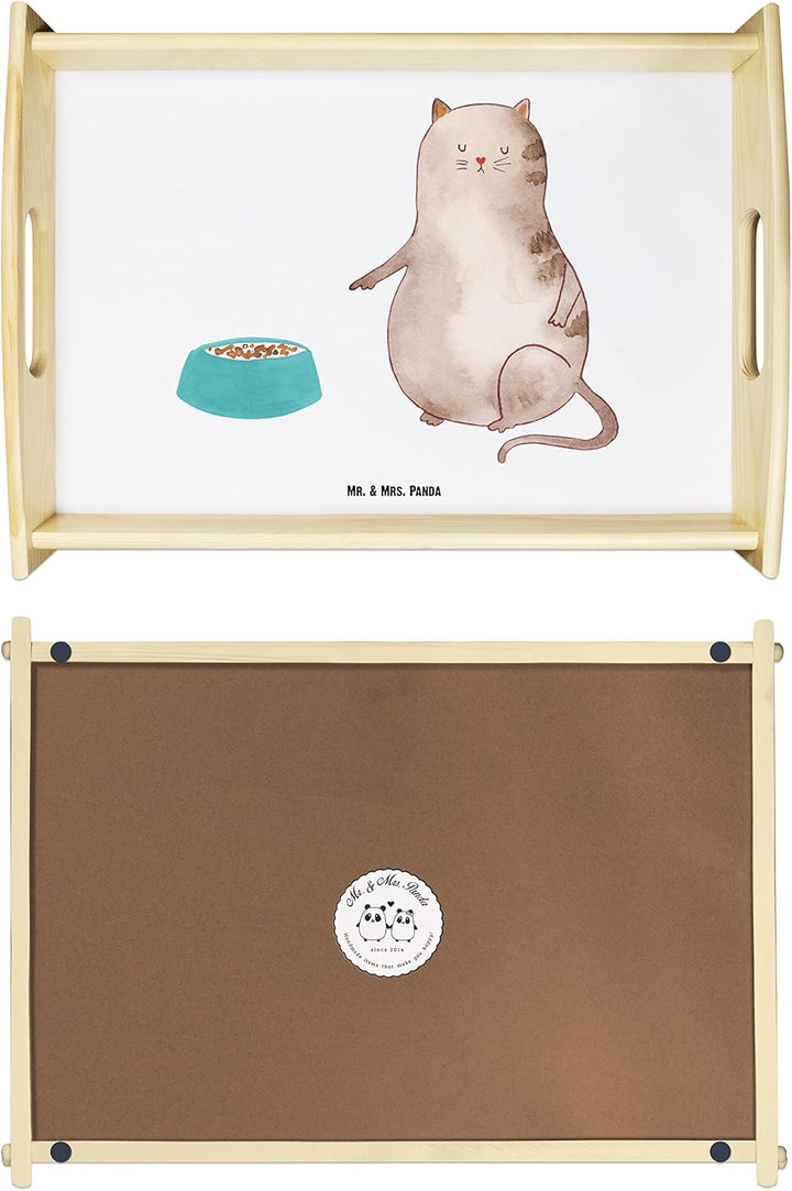 Mr. & Mrs. Panda Servier Tablett Katze Fressen - Geschenk Weiss, Weiss