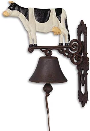 Moritz Gusseisen Wandglocke gefleckte Kuh schwarz weiss Bauernhof Glocke Türglocke 38,5 cm Höhe Haus