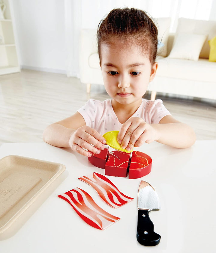 Hape Fisch & Fleisch Set von Hape| Fantasiespiel aus Holz Lebensmittel-Set für Kinder, Kochset mit Z