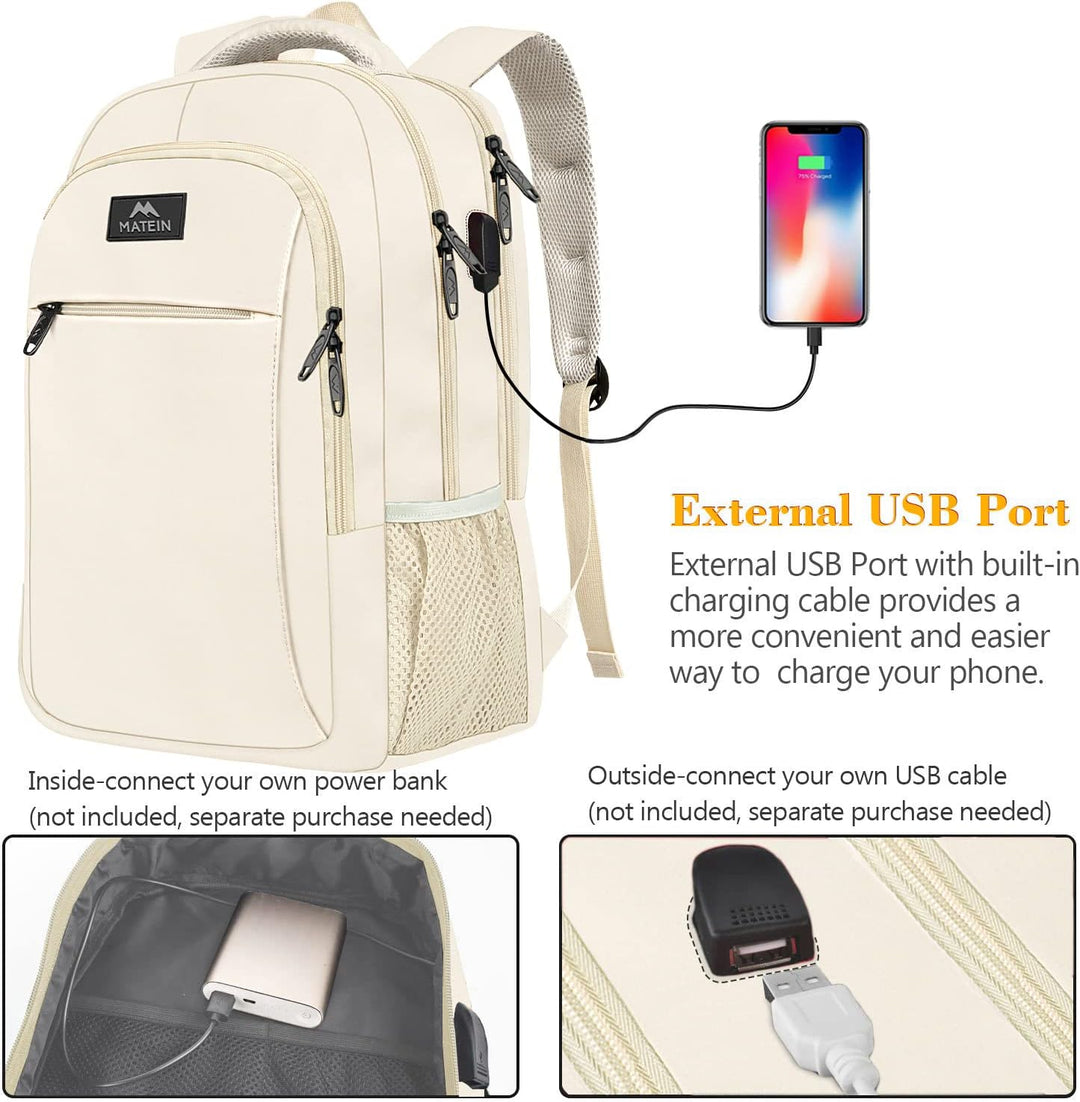 MATEIN Laptop Rucksack 15,6 Zoll Notebook Arbeitsrucksack Damen Elegant mit USB Ladeanschluss und La