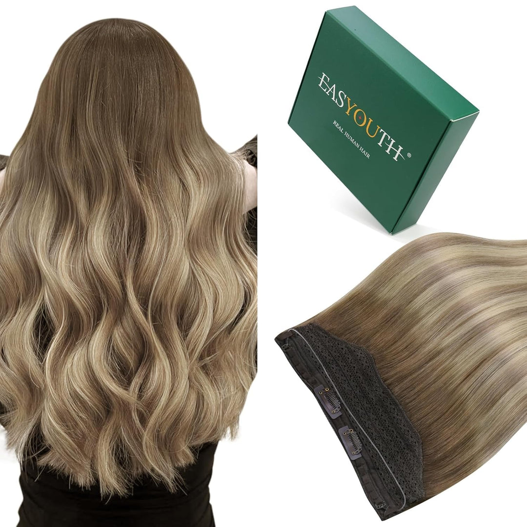 Easyouth Draht Extensions Echthaar Haarteile Echthaar mit Draht 18 Zoll 80g Per Pack Draht Echthaar