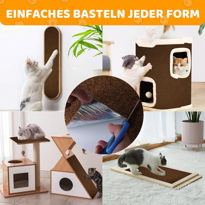 Storystore Selbstklebend Kratzmatte Katze, 40cm x 400cm Katzen Kratzmatte Kratzschutz Sofa Katze, DI