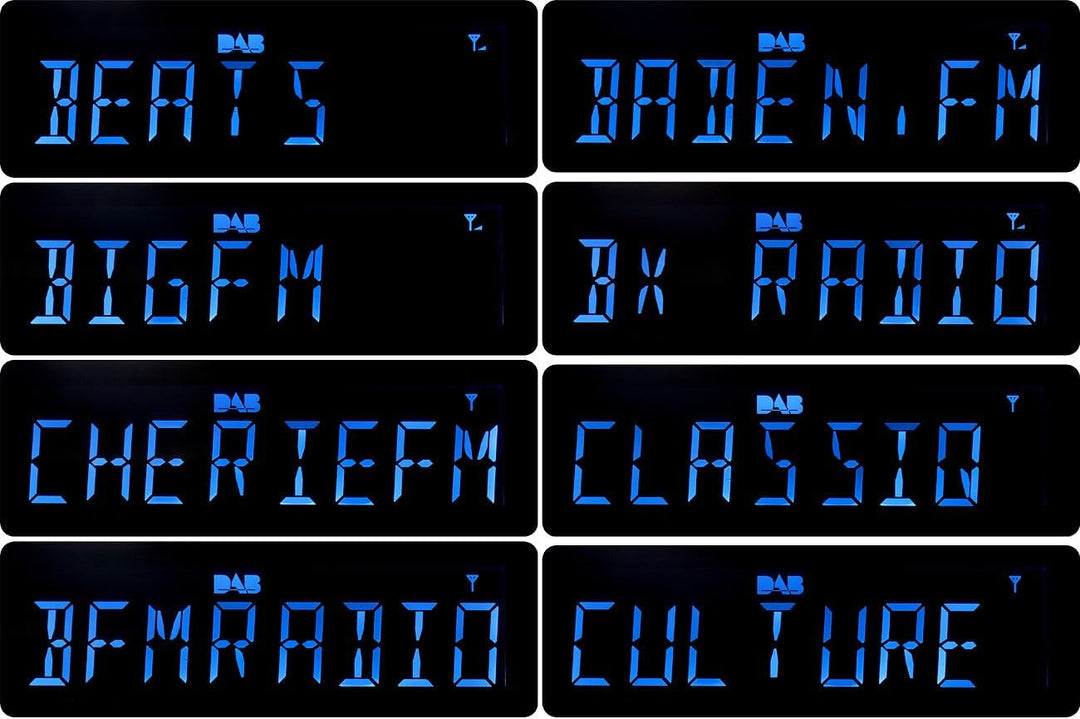 auvisio UKW-Radiowecker: DAB+-Radiowecker, grosses VA-Display, BT, 2 Weckzeiten, USB-Ladeport (Radio