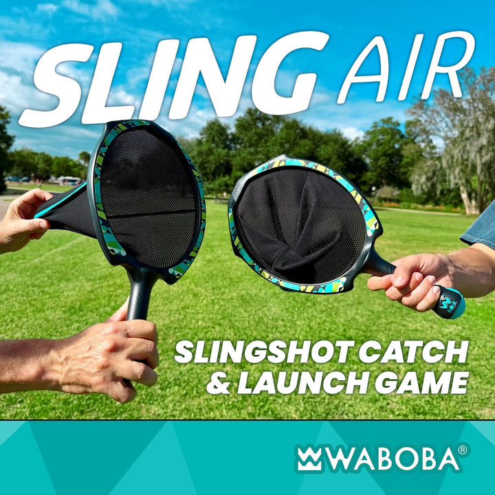 Waboba Slingair Slingshot Fang & Launch Spiel - One‑Motion Sling Air Paddle Spiel mit 2 Schlägern &