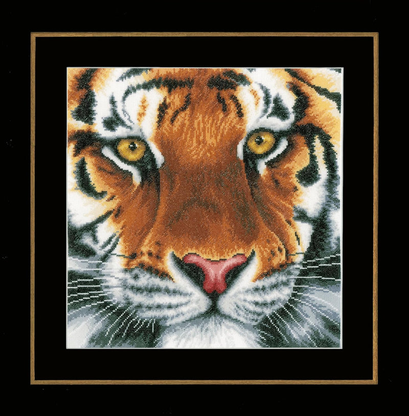 LANARTE PN Zählmusterpackung Tiger Aida Kreuzstichpackung, Baumwolle, Mehrfarbig, 35 x 34 x 0.3 cm,