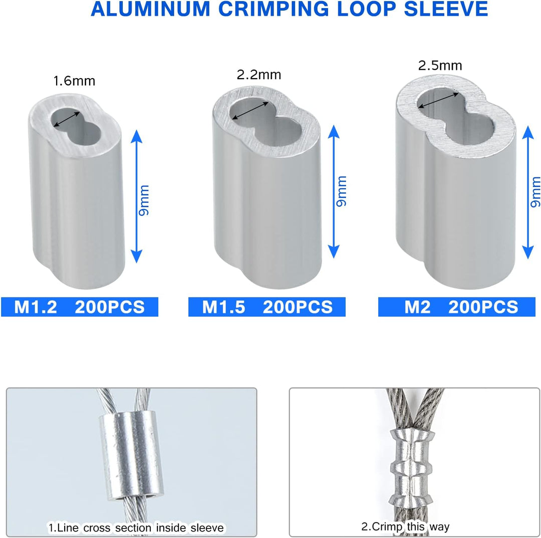 601 Stk Drahtseil Crimpwerkzeug,Draht Crimpzange zum Angeln 0.1-2.2 mm,Drahtseil Crimper Drahtschnei