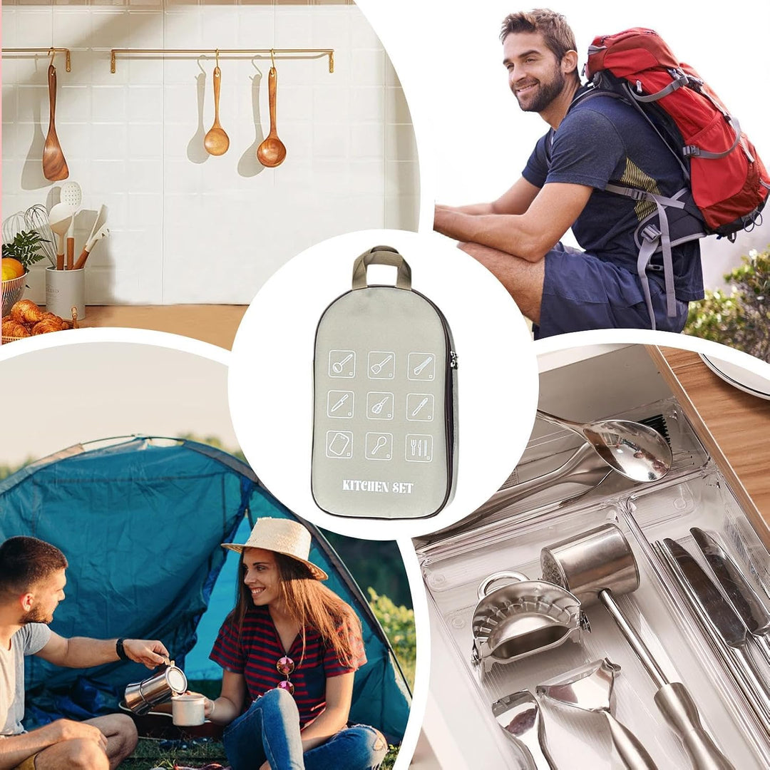 Camp Kitchen Organizer, Camping Accessory Organizer, 38x23x3cm High Capacity Camping Cooking Utensil