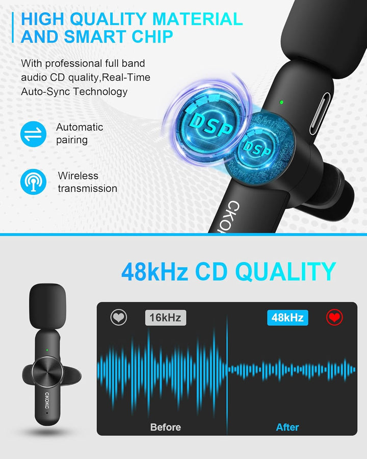 CKOKC Lavalier Mikrofon, Wireless Mini Mikrofon