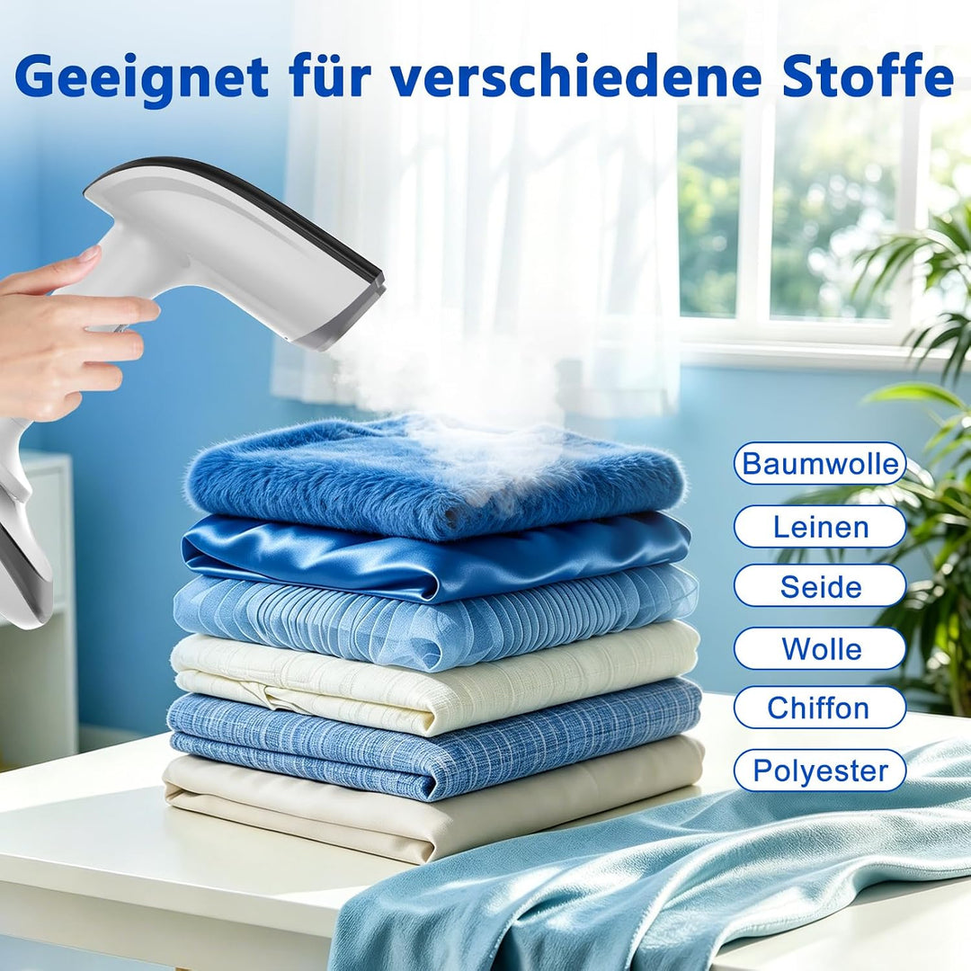 1800W Tragbarer Dampfglätter für Kleidung, 20-Sekunden Aufheizzeit | 2-in-1 Bügeleisen &amp; Faltenentfe