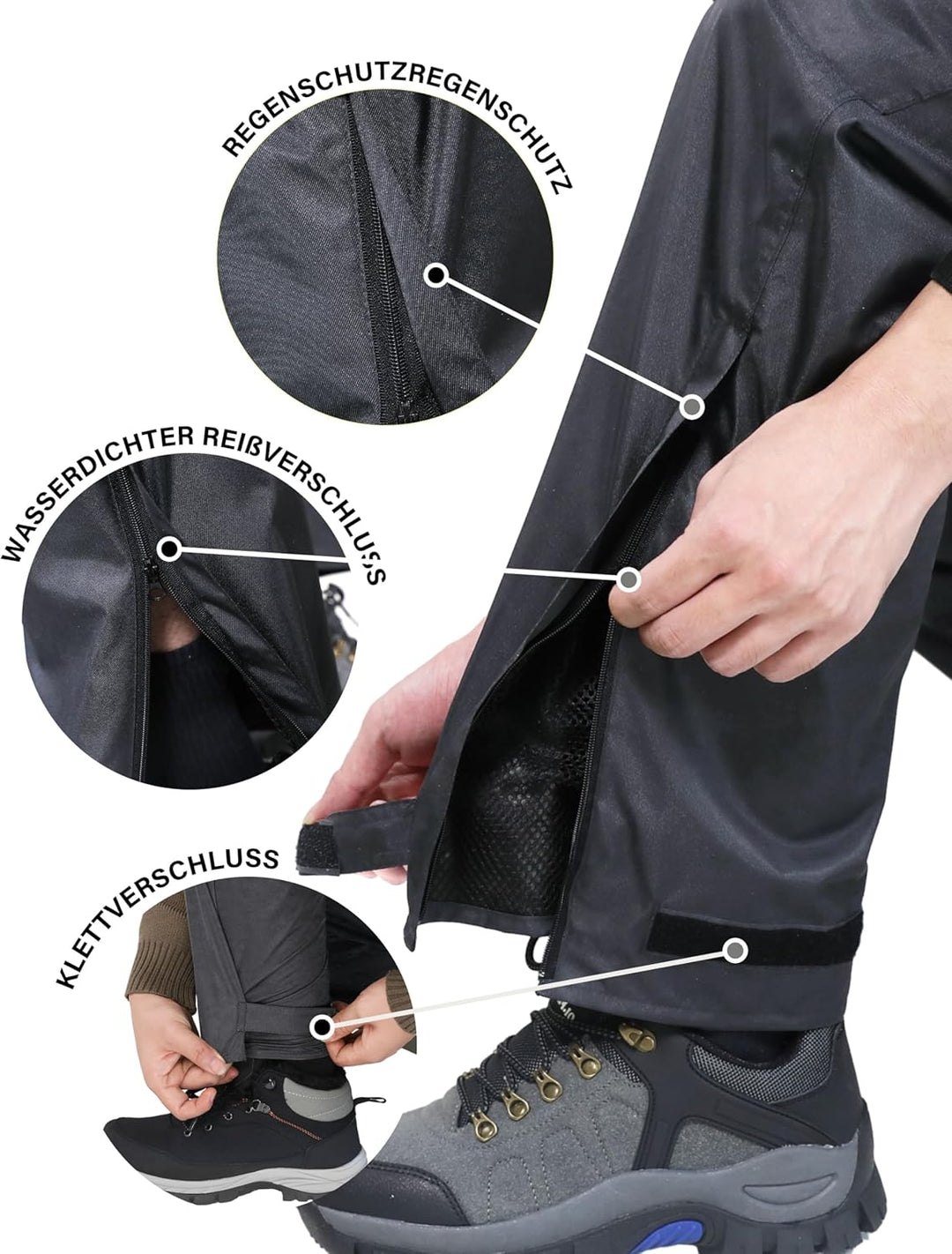 Coutyuyi Regenhose für Herren wasserdichte Leichte Winddichte Outdoorhose zum Wandern Camping Golf L