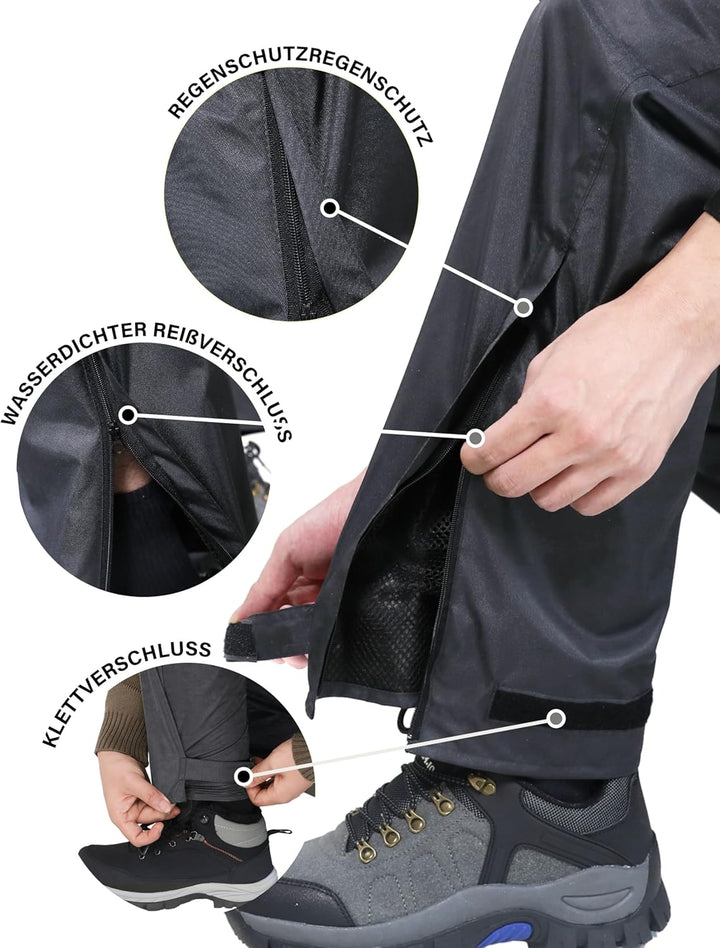 Coutyuyi Regenhose für Herren wasserdichte Leichte Winddichte Outdoorhose zum Wandern Camping Golf L