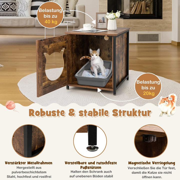 COSTWAY 2 Pack Katzenschrank, Katzenklo Schrank, Katzentoilette mit Tür & Eingang, Katzenhaus Beiste