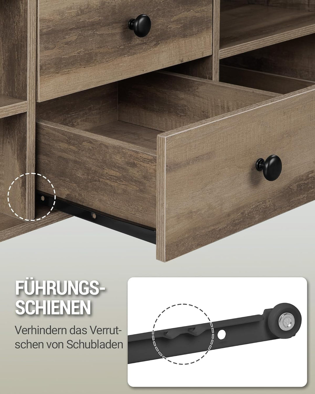 Hzuaneri Couchtisch, höhenverstellbarer Wohnzimmertisch, Sofatisch, 2 Schubladen und Versteckter Sta