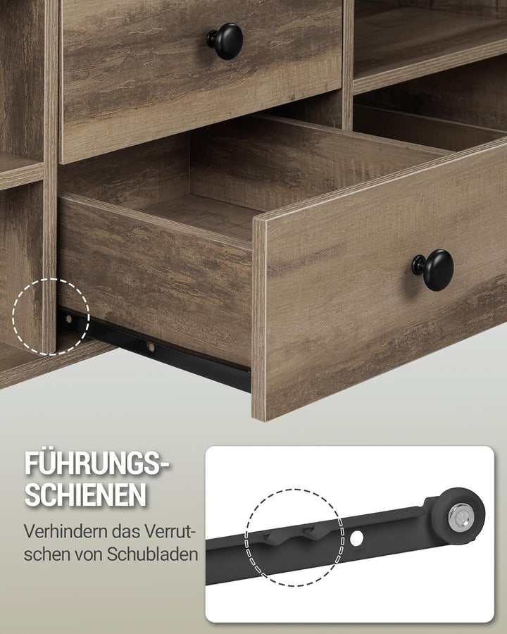 Hzuaneri Couchtisch, höhenverstellbarer Wohnzimmertisch, Sofatisch, 2 Schubladen und Versteckter Sta