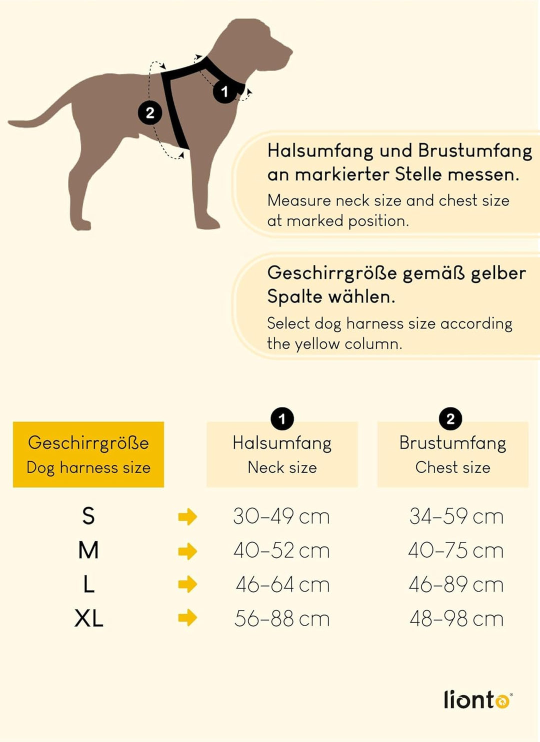 lionto Hundegeschirr gepolstert aus weichem Nylon, Grösse L, reflektierendes Anti Zug Geschirr für H