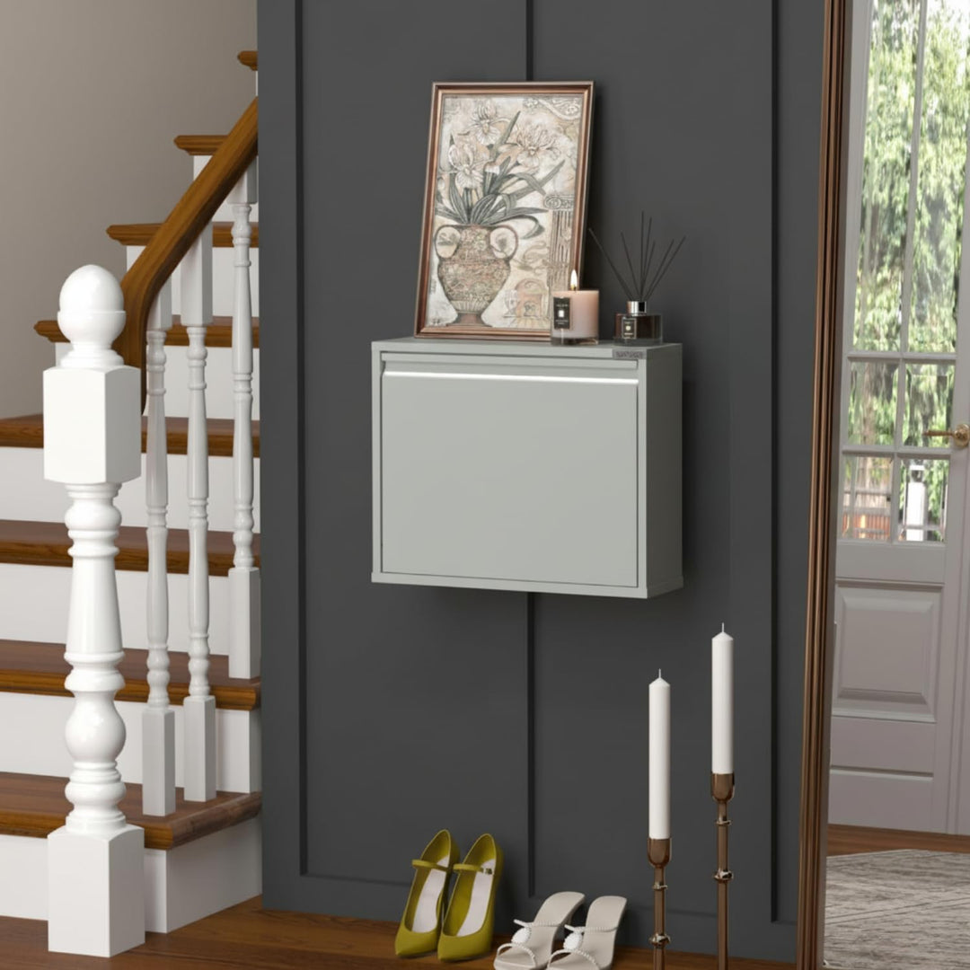 VEEHAUS Schuhregal Schmal Metall Schuhschrank Hoch Schuhkipper mit Magnetische Abdeckung Metall Mont