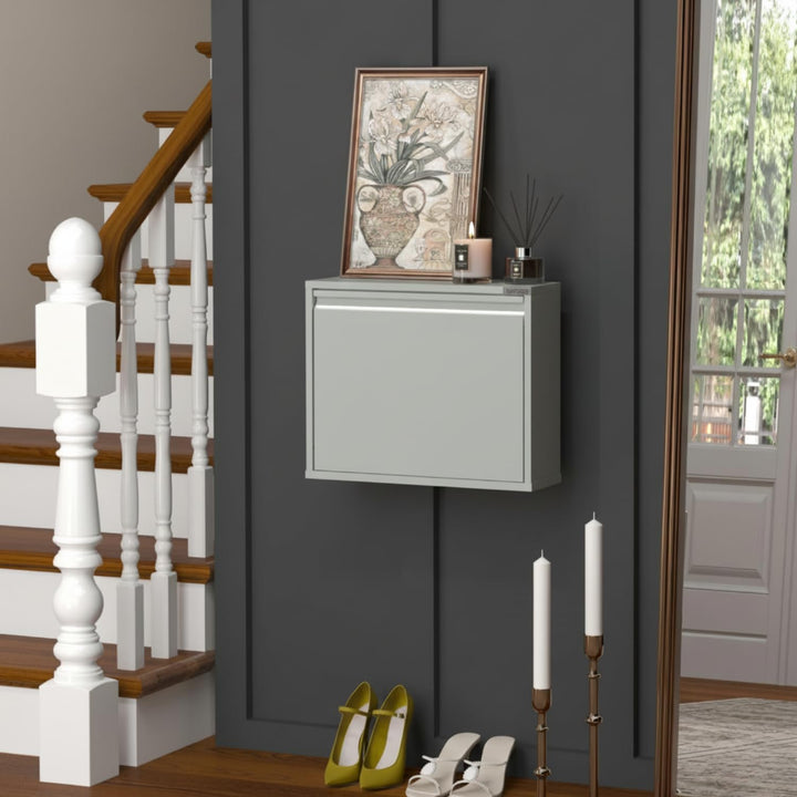 VEEHAUS Schuhregal Schmal Metall Schuhschrank Hoch Schuhkipper mit Magnetische Abdeckung Metall Mont