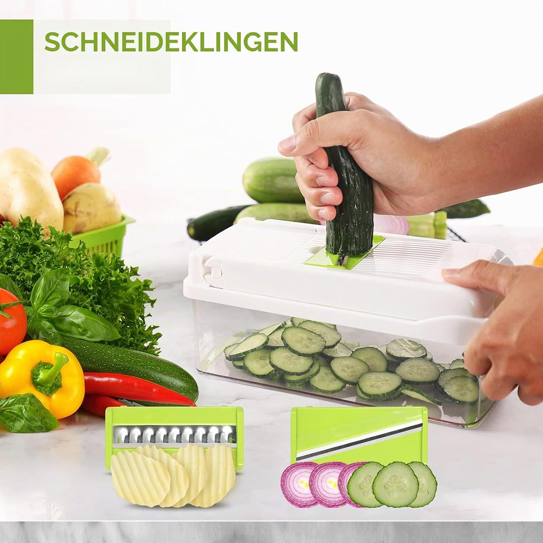 MAIPOR Gemüseschneider - Zwiebelzerkleinerer - Multifunktionaler 15 in 1 Profi Lebensmittelzerkleine