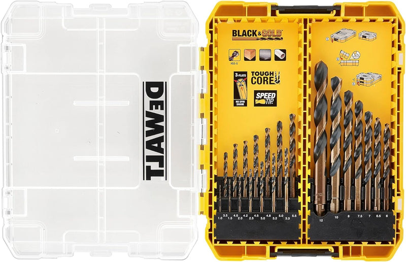 DEWALT HSS-G Metallbohrer-Set DT70755 (21-teilig, mit Kernverstärkung + optimierter Spiralnut, in kl