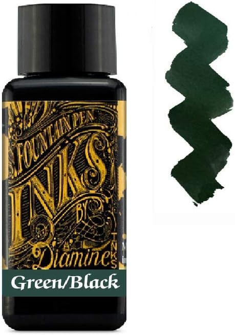 Diamine Tinte für Füllfederhalter, 30 ml, 3 x Flaschen – Writers Blood & Midnight Blue & Green Black