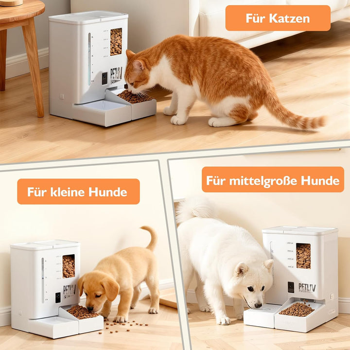 Futterautomat Katze 2 Näpfe mit APP,2K-Kamera 5L Katzenfutter Automat mit 5G/2,4G WiFi,Zwei-Wege-Aud