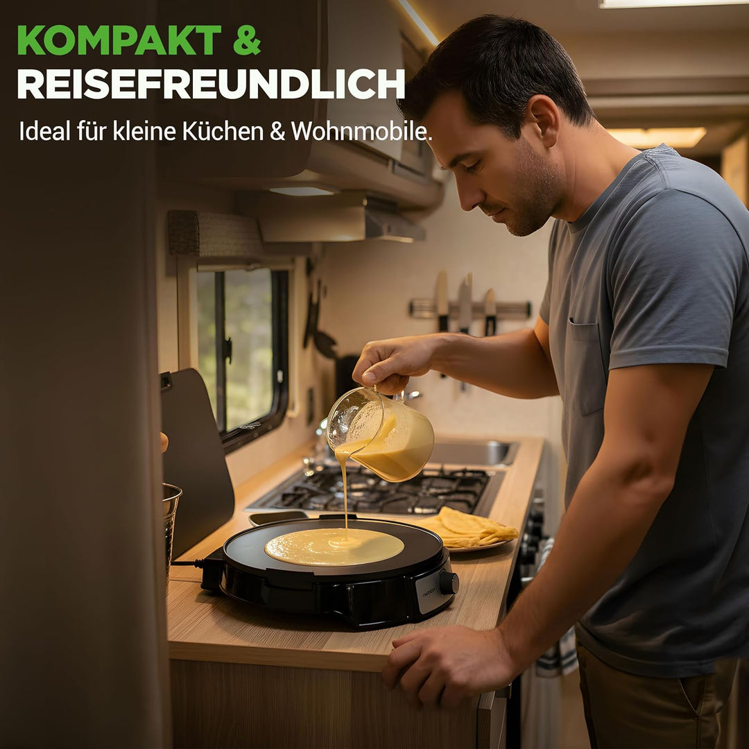 NutriChef Crepes Maker 30 cm mit Abnehmbarer Wendeplatte - Antihaft Oberfläche, LED Anzeige und Temp