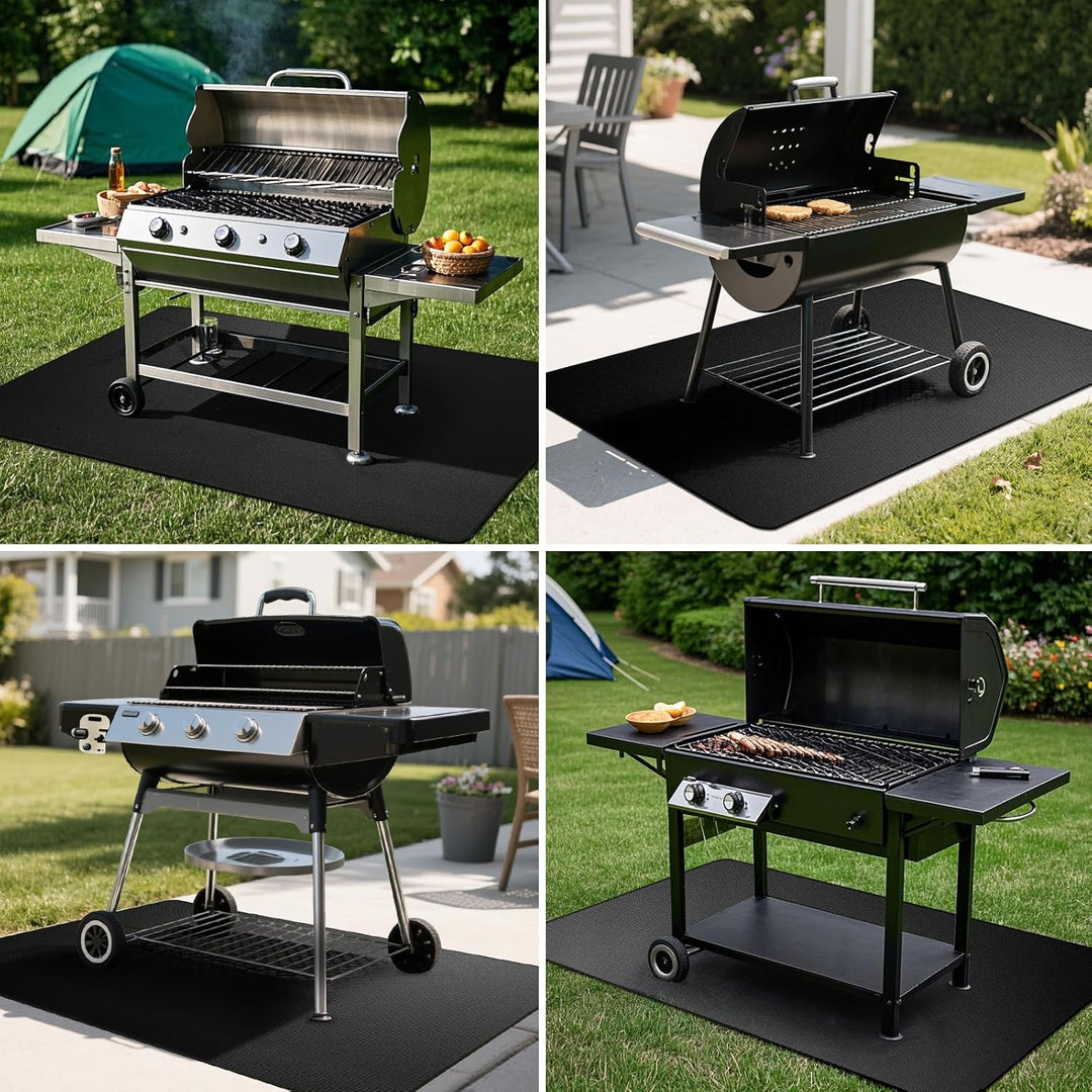 Grillunterlage 100x150 cm Schwarz – Feuerfeste Unterlage Grill aus Glasfaser & Silikon, Wasserdicht