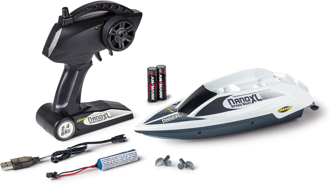 Carson 500108047 Speed Boat Nano XL 100% RTR - mit 2.4 GHz Fernbedienung, RC Boot mit Funktionen, fe