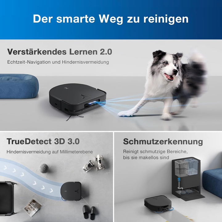 ECOVACS DEEBOT X5 Omni Saugroboter mit Wischfunktion, 12,800Pa Saugkraft, ZeroTangle Technologie, Tr