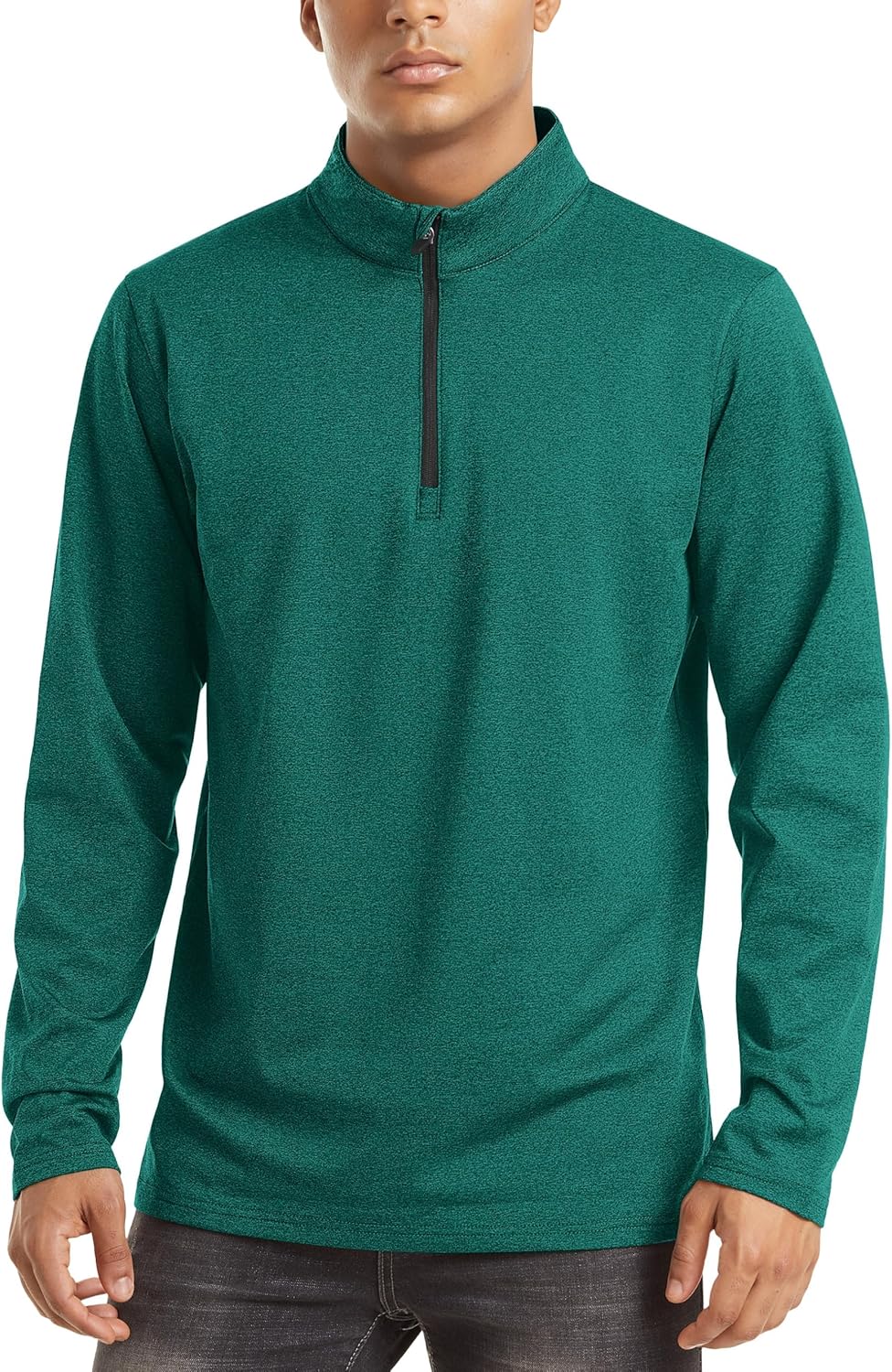 TACVASEN Herren 1/4 Zip Fleece Langarmshirts Laufshirts Jogging Tops Ski Sport Pullover mit Stehkrag