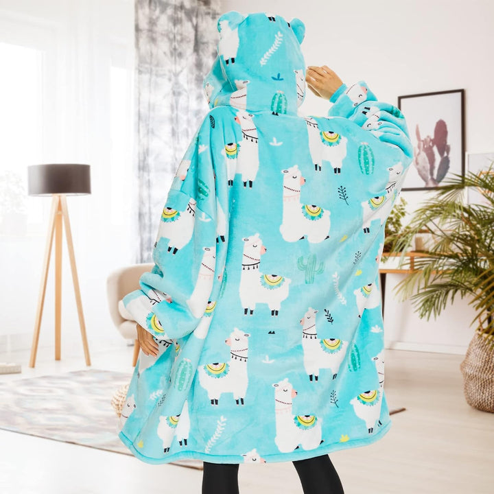 THREE POODLE Decken Hoodie Damen, Oversize Hoodie Decken Pullover Kuschelpullover für Damen Herren K