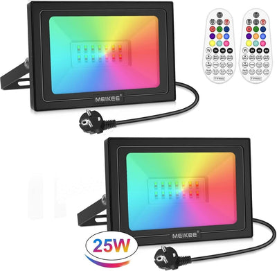 MEIKEE 25W RGB Strahler Mit Fernbedienung 2 Modi 12 Farben Memory-Funktion RGB Fluter IP66 Wasserdic