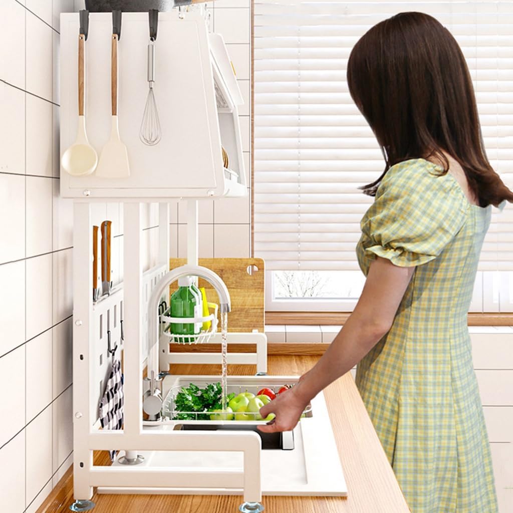 Abtropfgestell für Geschirr, Abtropfgestell Über der Spüle, Auto-Drain Ausbaufähig Küche Theke Gesch