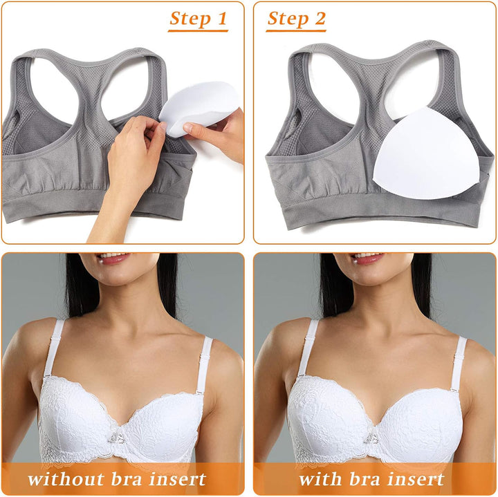 Geyoga 12 Paar Triangle Sport BH Einsätze Push Up Brust BH Einsatz Pads abnehmbar M White, Nude Colo