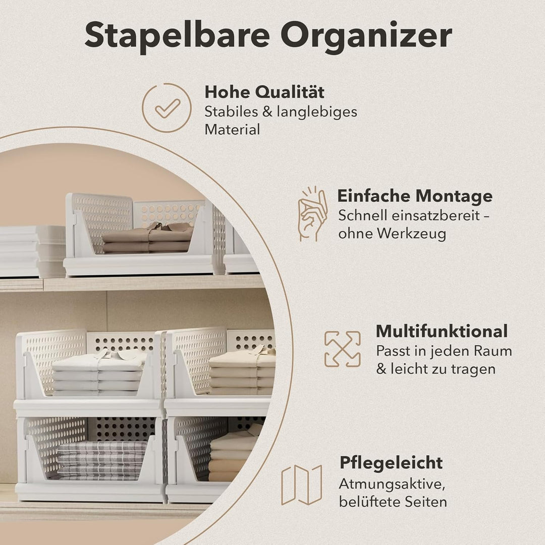 Ally Maison® Schrank Organizer 3er Set (Faltbar & Stapelbar) – Kleiderschrank Organizer Boxen, platz