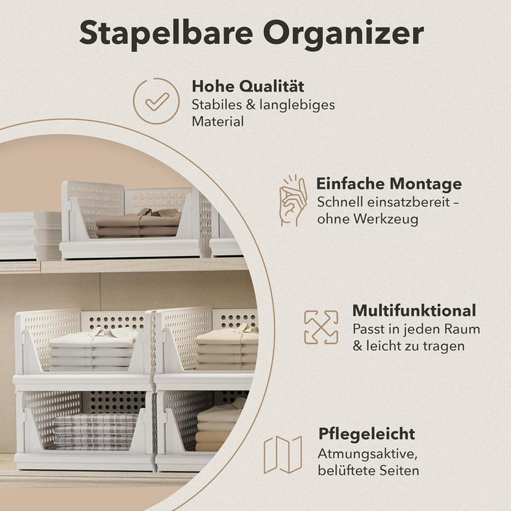 Ally Maison® Schrank Organizer 3er Set (Faltbar & Stapelbar) – Kleiderschrank Organizer Boxen, platz