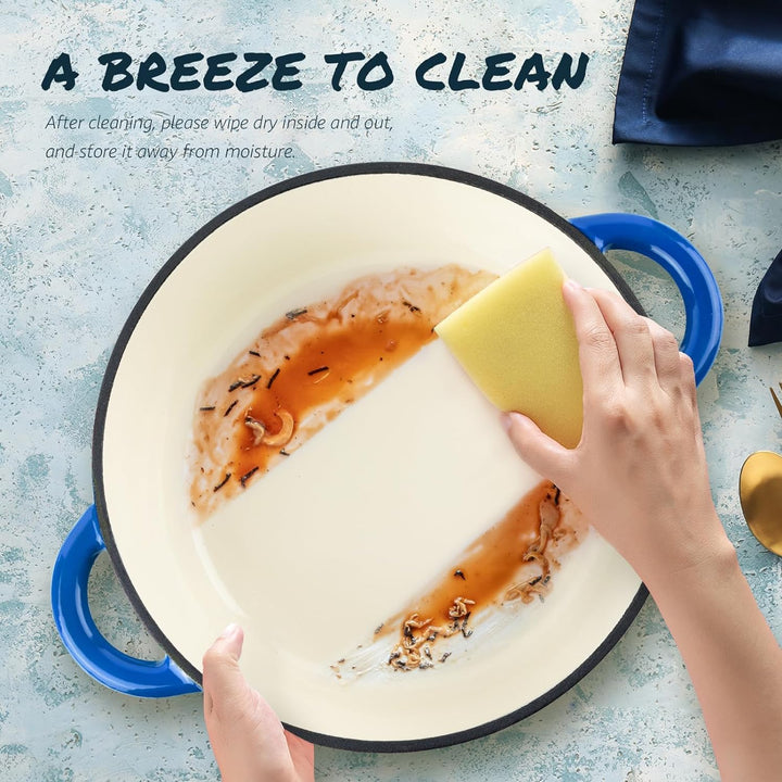 Overmont Schmortopf Gusseisen Topf 26cm - Emaille Bräter mit Deckel backofengeeignet - mit Kochbuch