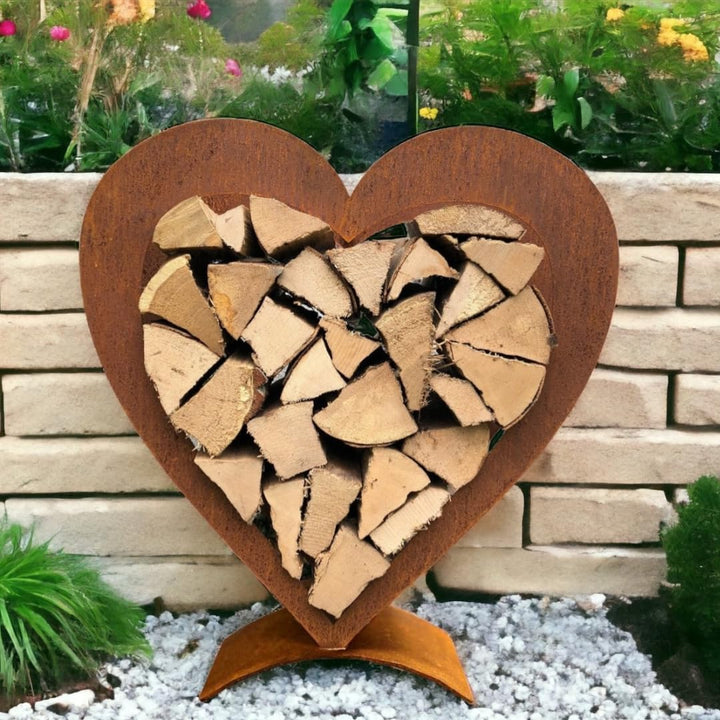 Edel Rost Herz Holzregal (ohne Holz) Made in Germany Edelrost Herz, Gartendeko Herz, Gartenfigur, (H