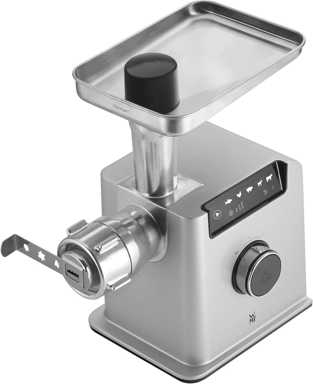 WMF Profi Plus Fleischwolf elektrisch, Wurstfüllmaschine, Rücklauf, 3 Lochscheiben, Kebbe- und Sprit