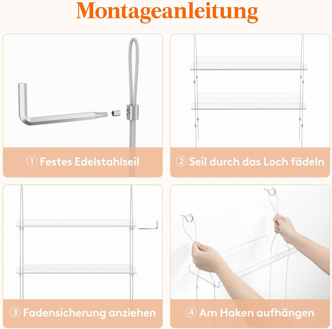 Lifewit Wandregal Blumentopf, 2 Stufen Transparent Vertiefung Kunststoff Pflanzenregal Schwimmende f