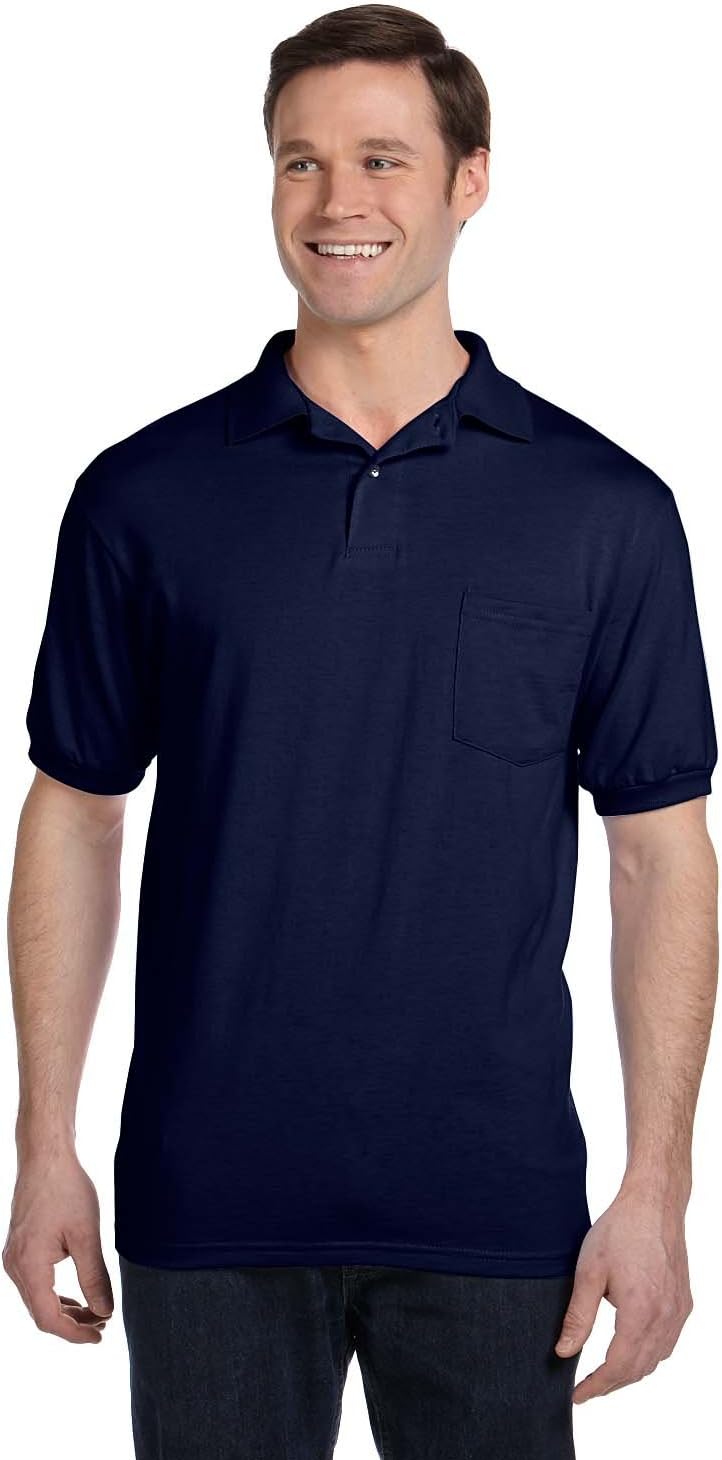 Hanes Men's Comfortblend Ecosmart Jersey Pocket Polo