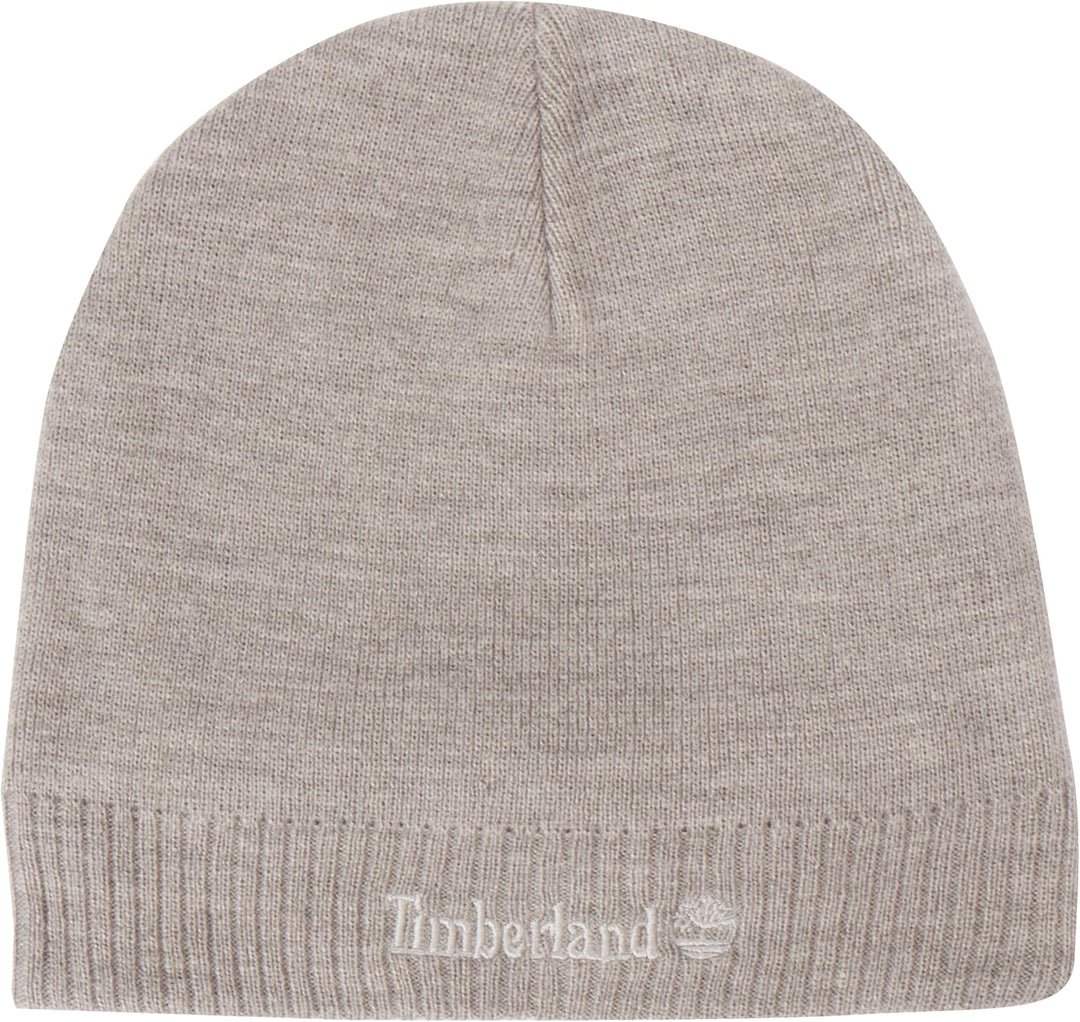 Timberland Herren Knit Logo Beanie Baskenmütze, Grey, One Size
