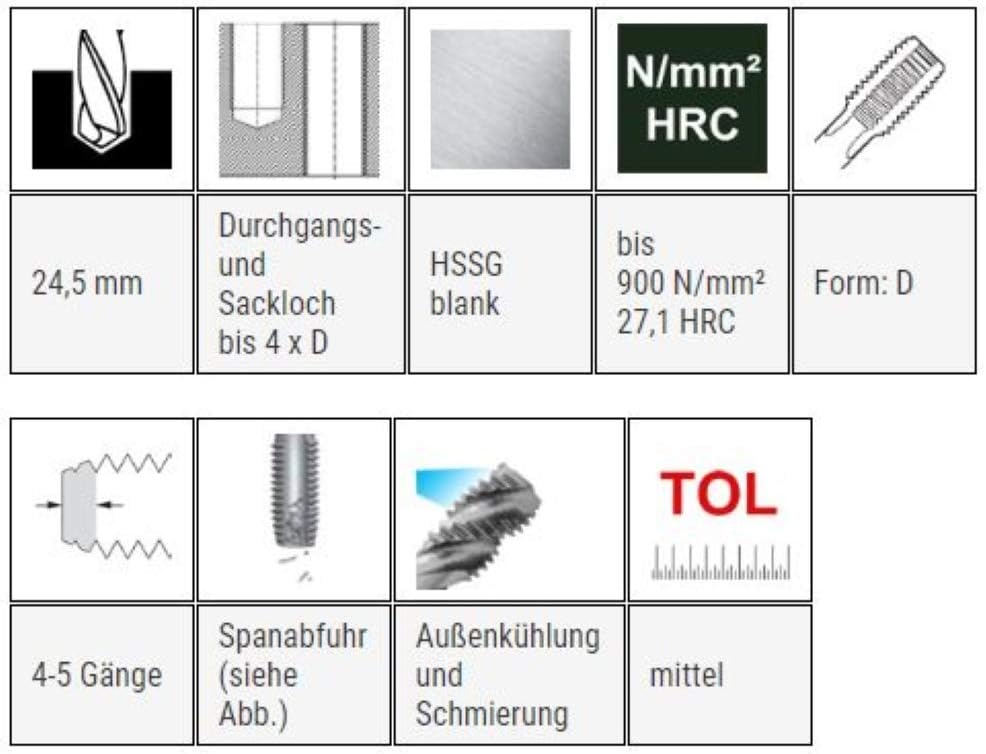 BaerCoil BAER Gewindebohrer G 3/4 x 14 HSSG - Einschnittgewindebohrer Form D - G (BSP) 3/4x14 - Gewi