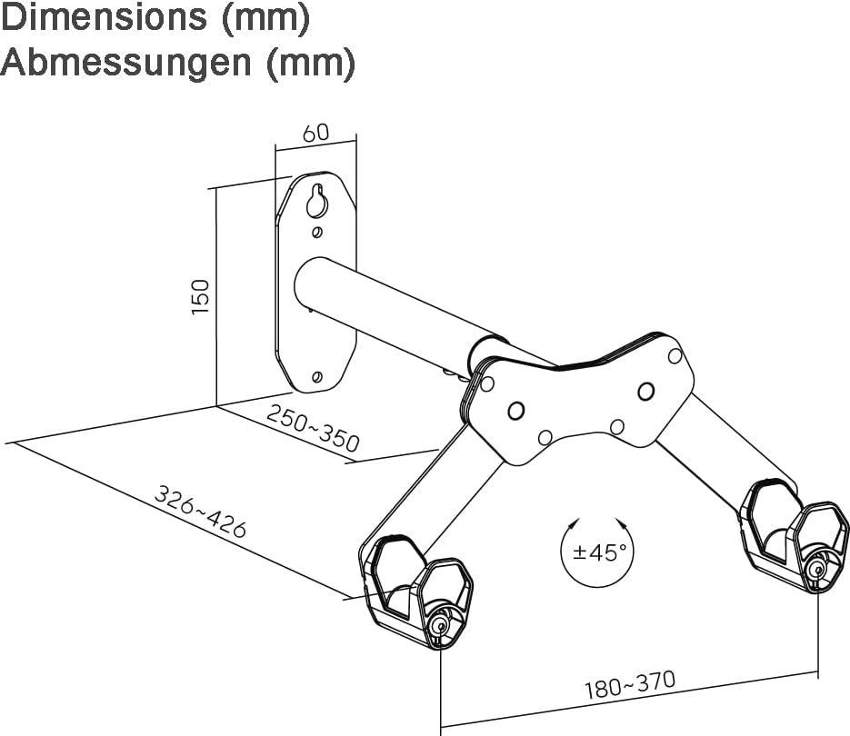 HALTERUNGSPROFI Fahrrad Wandhalterung I Fahrradhalter - Winkel und Wandabstand einstellbar bis 25 kg