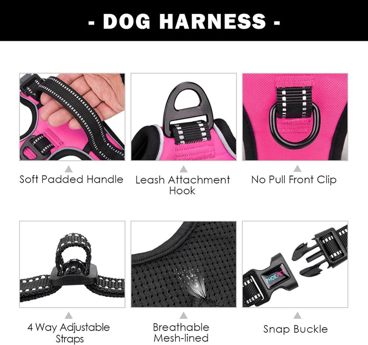 PHOEPET Hundegeschirr ohne Zug für kleine Hunde, reflektierende, verstellbare Front-Clip-Weste mit G
