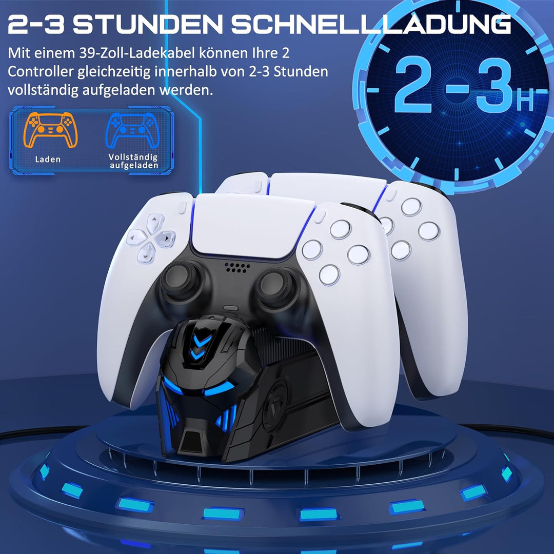 PS5 Controller Ladestation Zubehör, PS5 Ladestation Controller mit Cooles Aussehen Helm/2-3 Std Schn