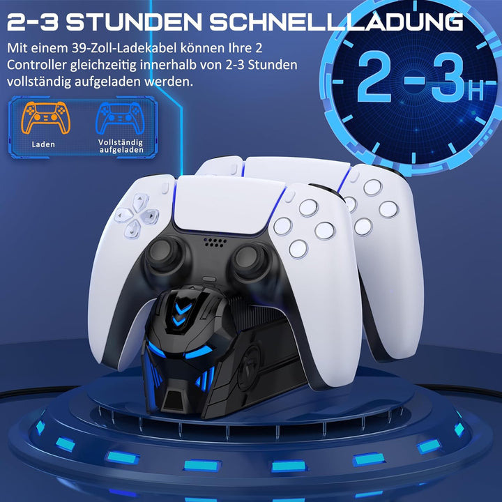 PS5 Controller Ladestation Zubehör, PS5 Ladestation Controller mit Cooles Aussehen Helm/2-3 Std Schn