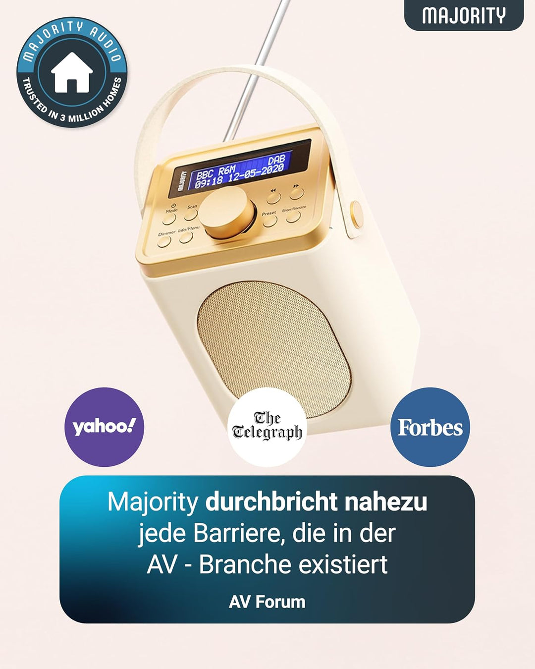 MAJORITY Little Shelford DAB Plus Radio | Küchenradio UKW mit Bluetooth | Radio Batteriebetrieben mi